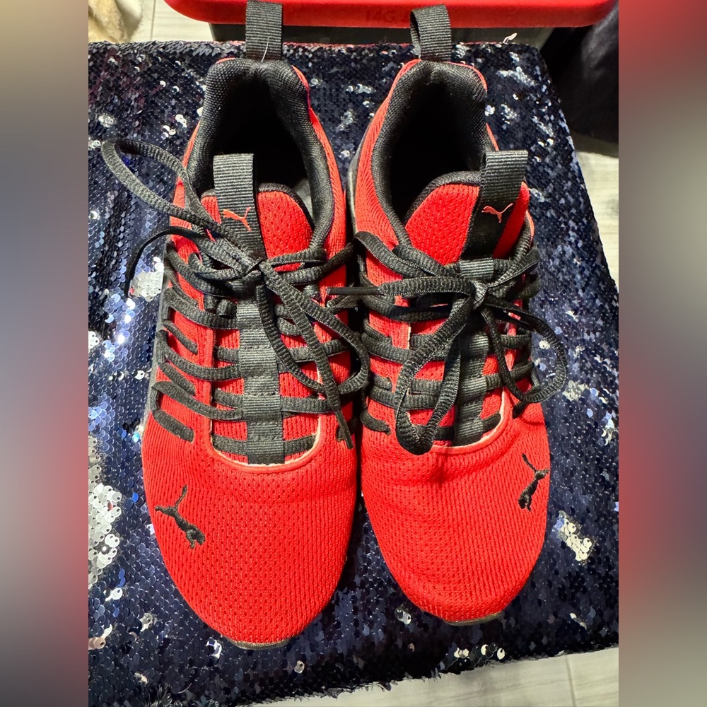 Puma Dynamic Red and Black Trainers